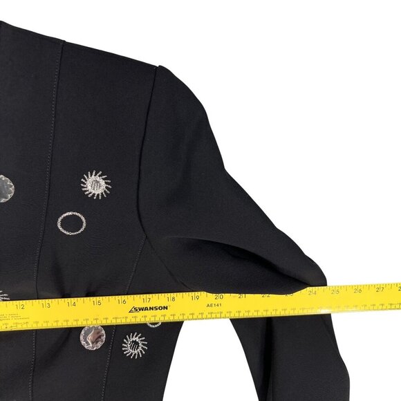 Alberto Makali Caché 8 / M Black Evening Blazer Silver Sunburst Star Embroidery - Picture 8 of 13